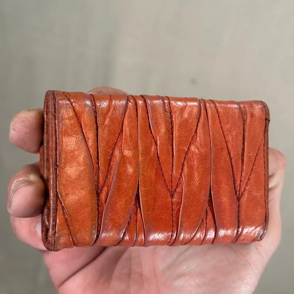 Miu Miu Matelasse Leather 6-Ring Key‎ Holder Wallet Orange Terracotta